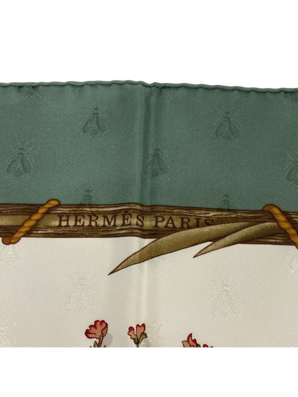 ★SOLD★ Hermes Carre 90 Herbier de Gavarnie Pressed Flowers of Scarf Green - Picture 7 of 10